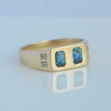 Load image into Gallery viewer, Twin Teal Sapphire Signet
