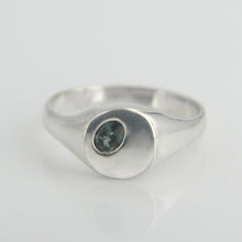 Load image into Gallery viewer, Petite Round Signet with Teal Sapphire
