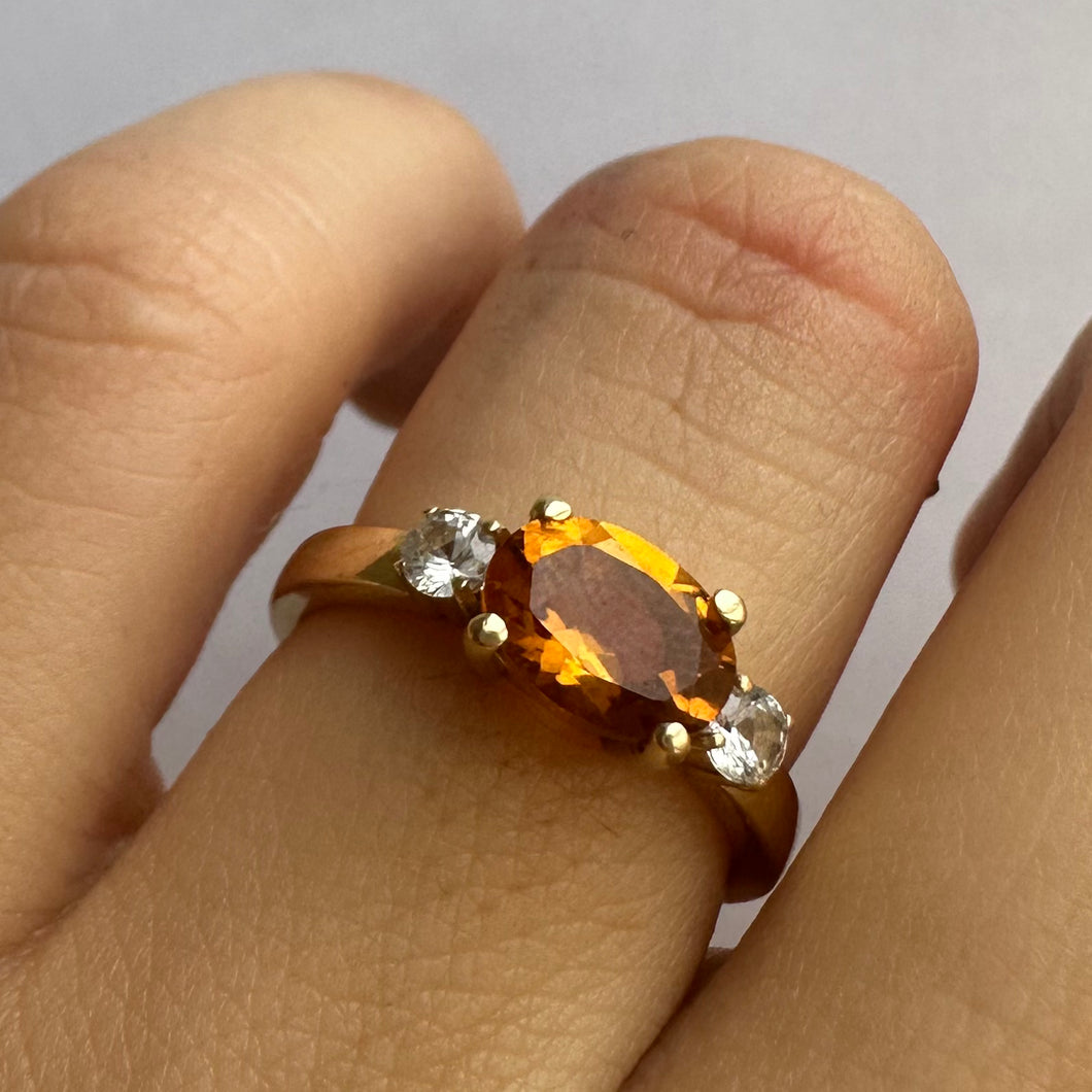 Citrine and White Sapphire Ring - Ready to ship