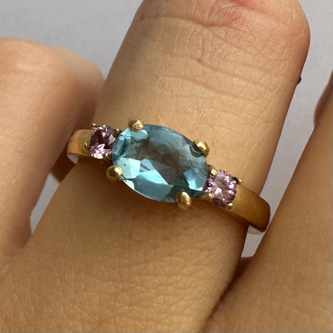 Topaz and Pink Sapphire Ring - Ready to ship