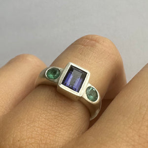 Iolite and Emerald Ring - Ready to ship