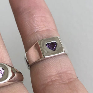 Chunky Square Signet with Amethyst